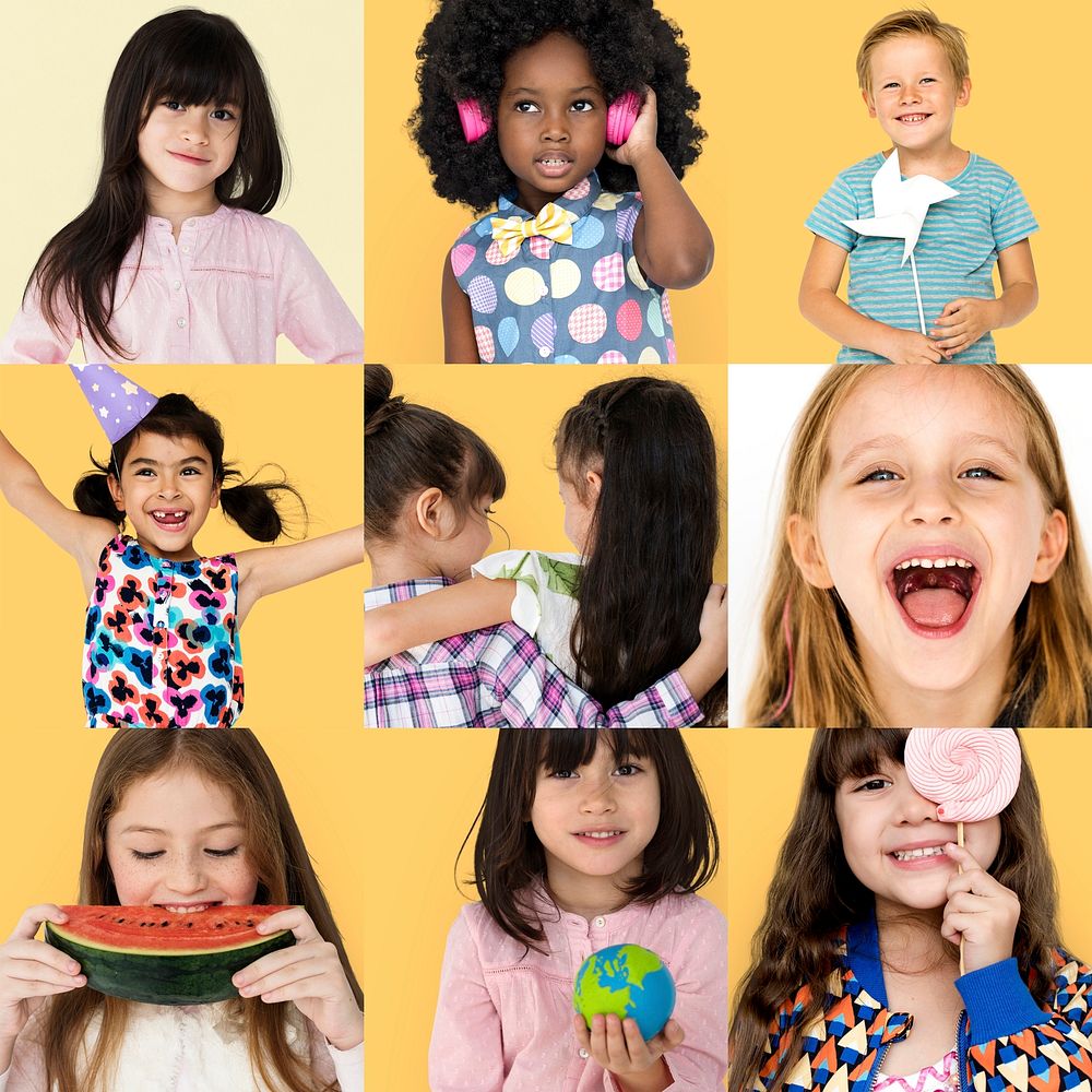 Collage cute kids childhood happiness | Premium Photo - rawpixel