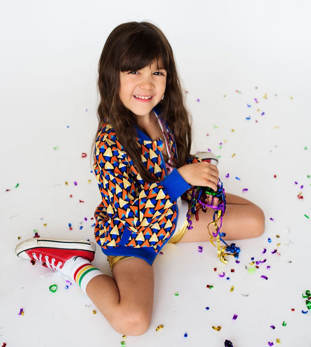 Little Girl Smiling Happiness Sparkle Studio Portrait
