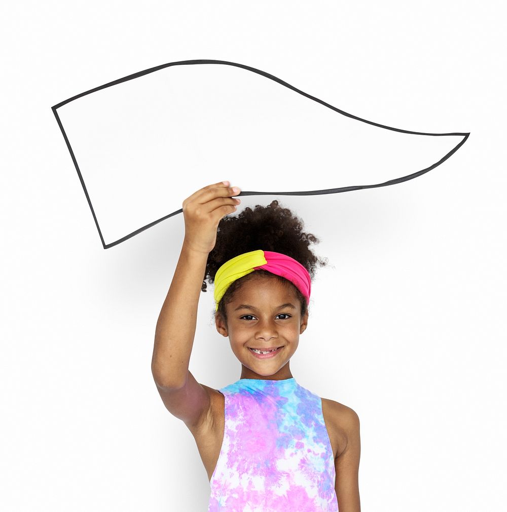 Little Girl Smiling Happiness Banner Flag Copy Space Portrait