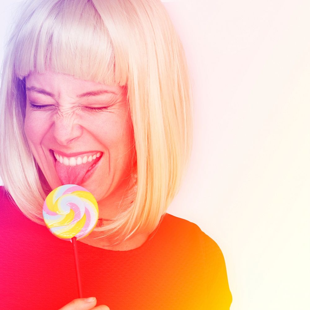 Woman Portrait Holding Lollipop Sweet