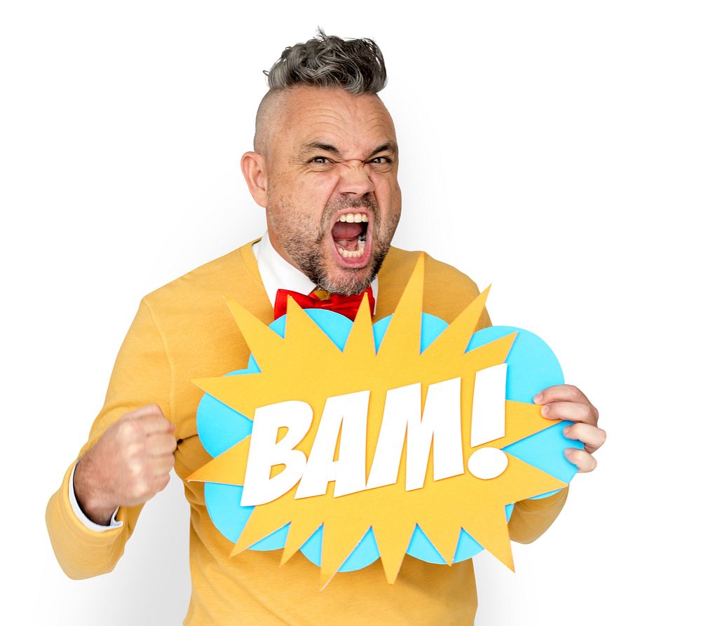 Bam Man Expression Holding Word