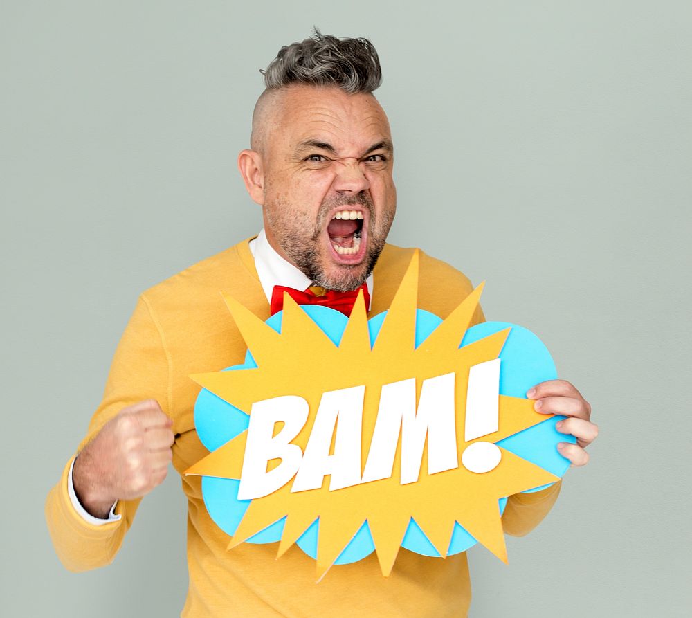 Bam Man Expression Holding Word