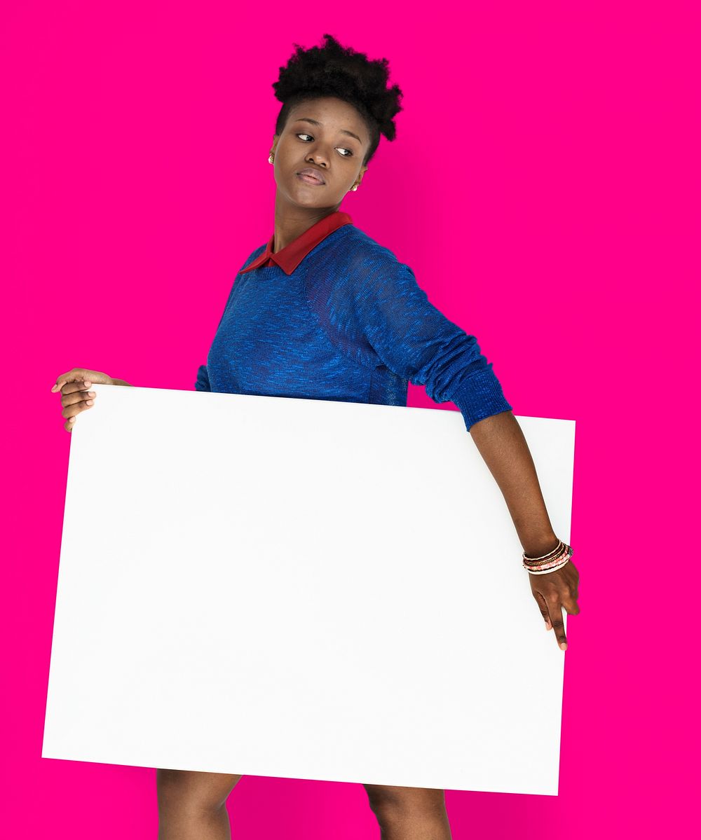 African Woman Holding Placard