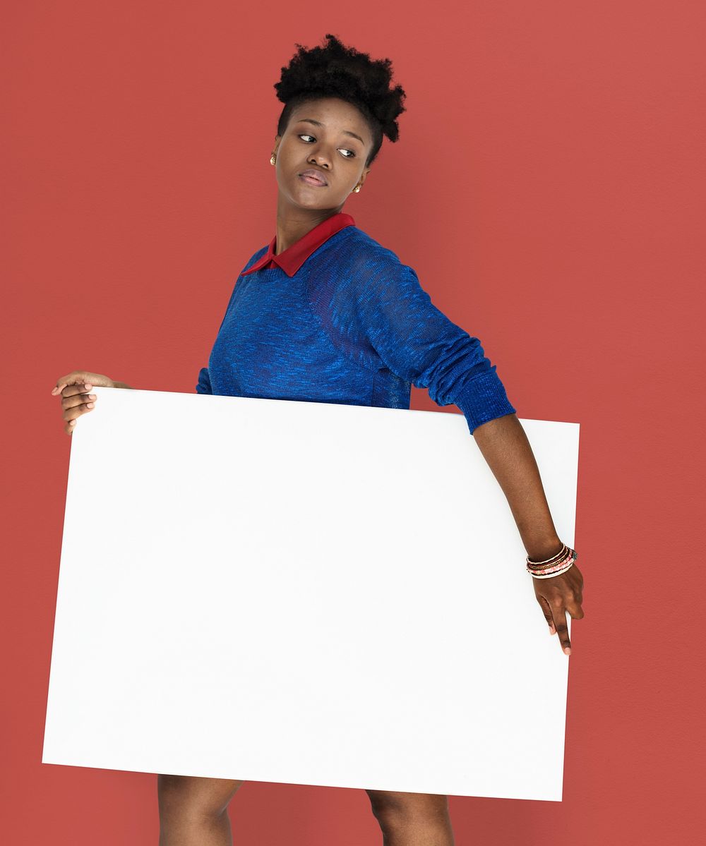 African Woman Holding Placard