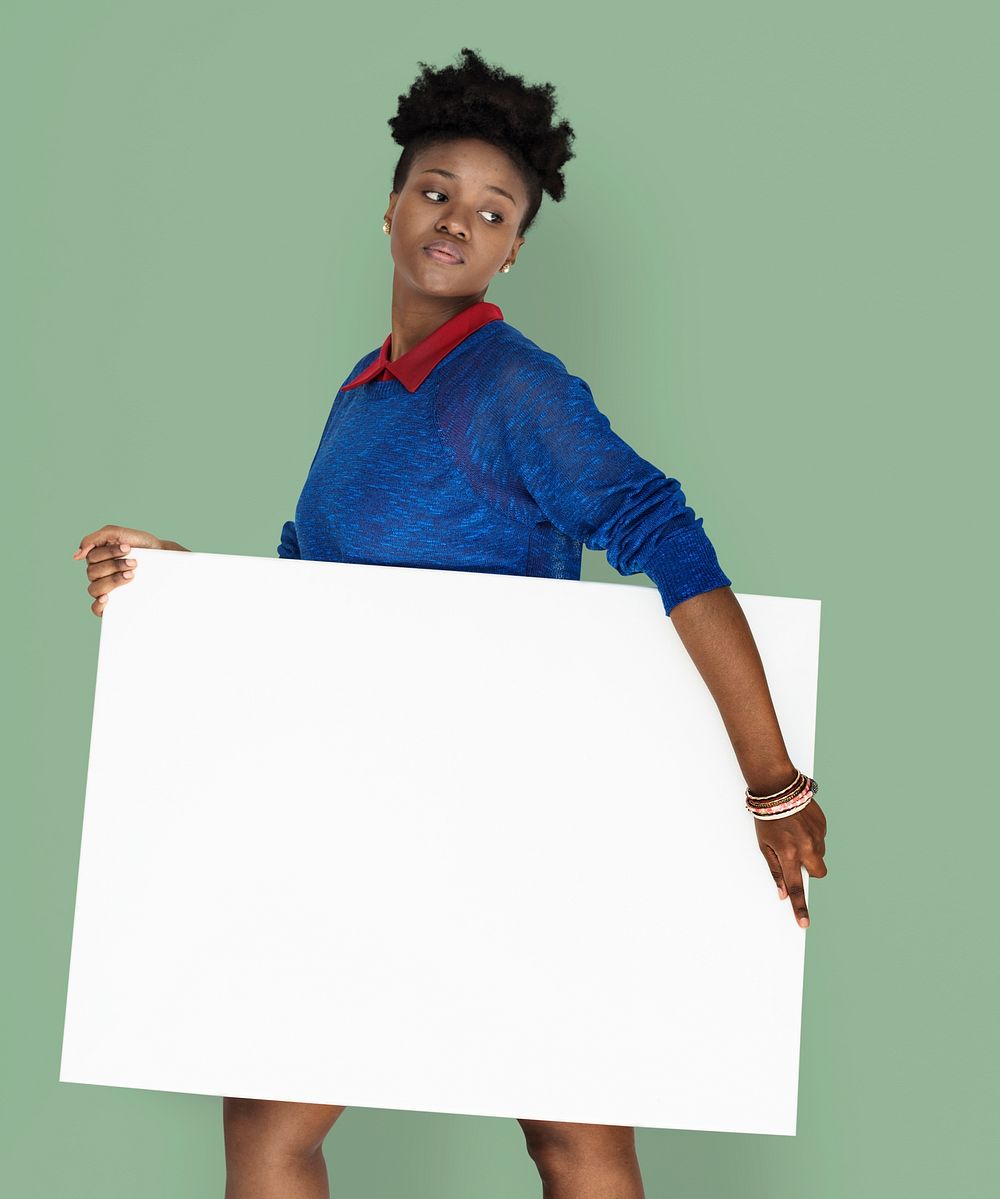 African Woman Holding Placard