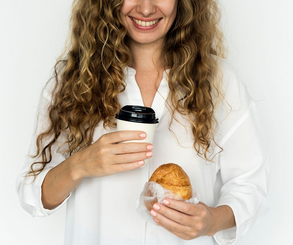 Woman Coffee Break Drinking Morning Breakfast