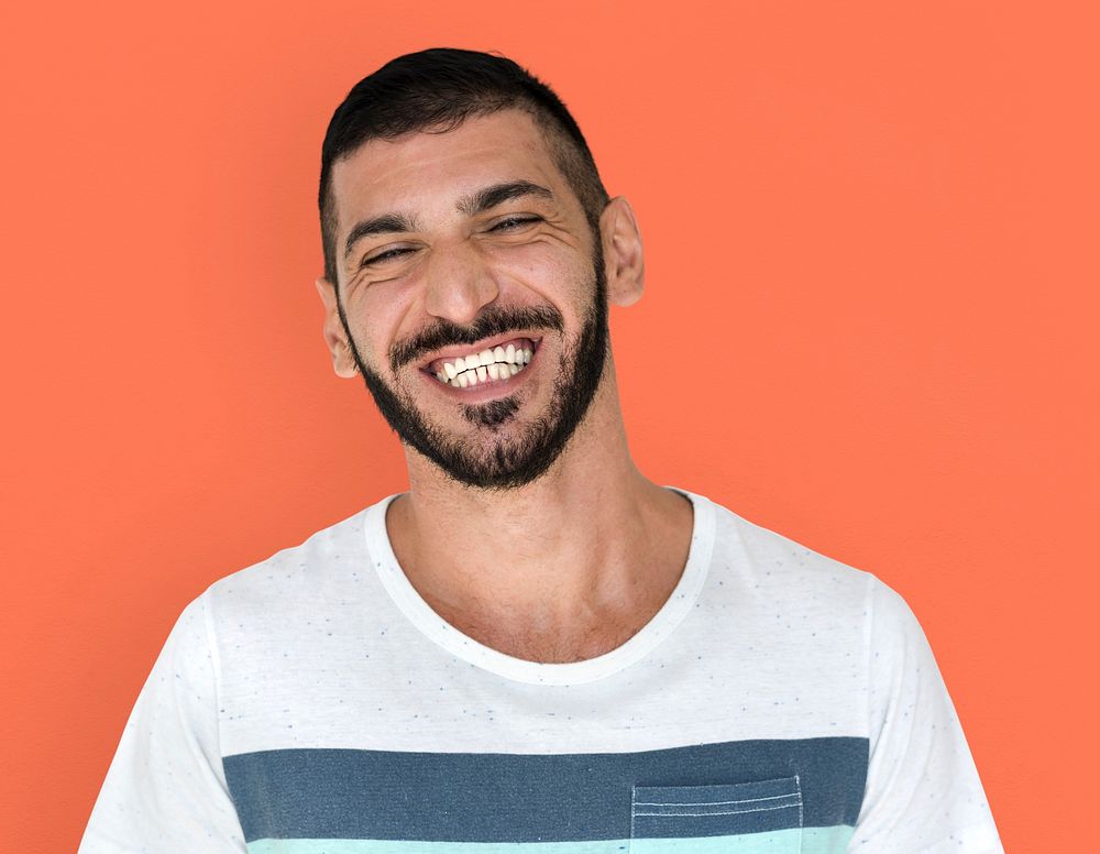 Middle Eastern Man Smiling Happiness Casual Studio Portrait