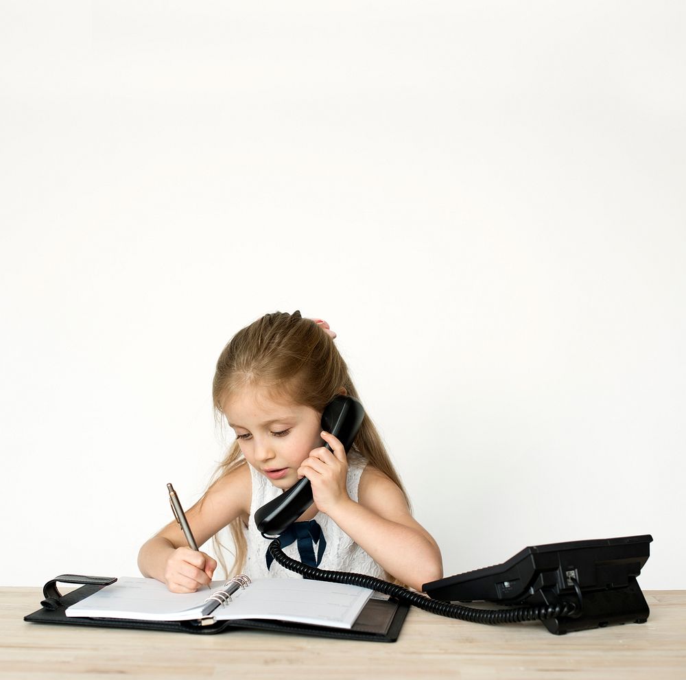Girl Busy Working Secretary Talking Phone