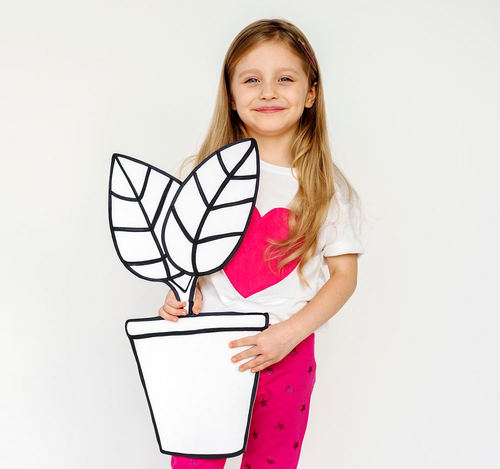 Kid portrait holding paper icon