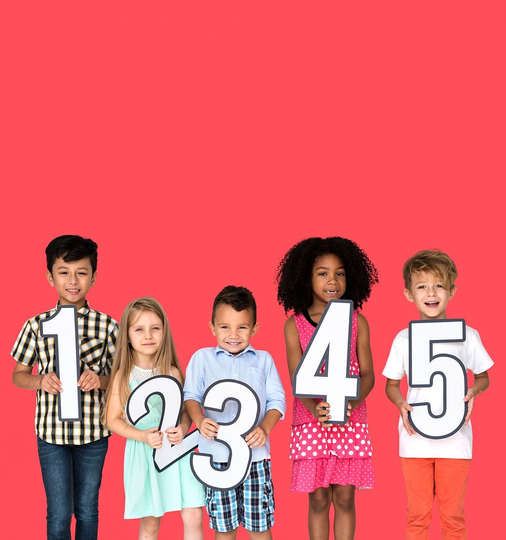 Little Kids Holding Number Smile