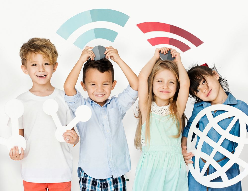 Children Connection Internet Wifi World Studio Portrait