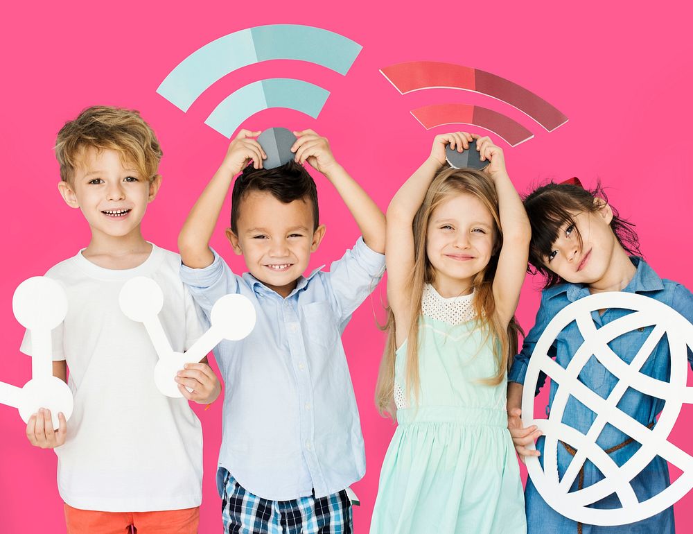 Children Connection Internet Wifi World Studio Portrait