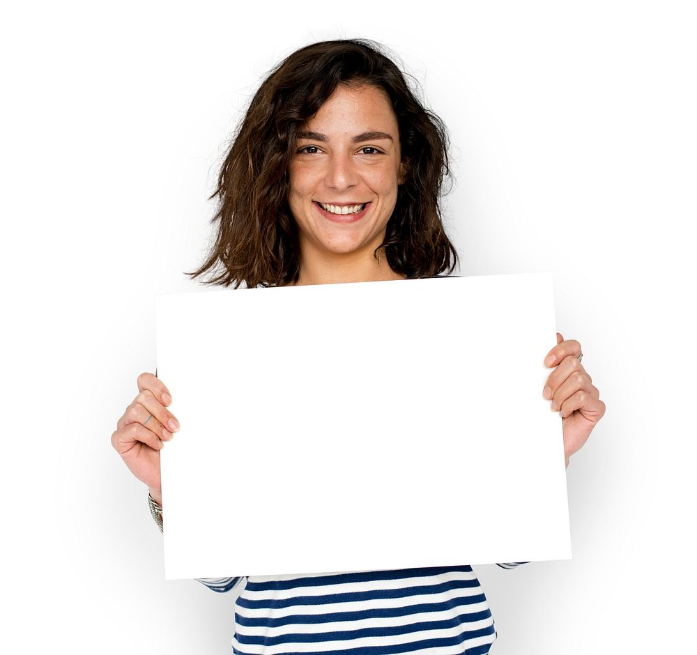 Lady Woman Holding Blank Paper