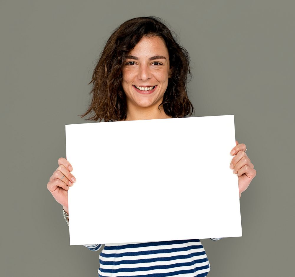 Lady Woman Holding Blank Paper