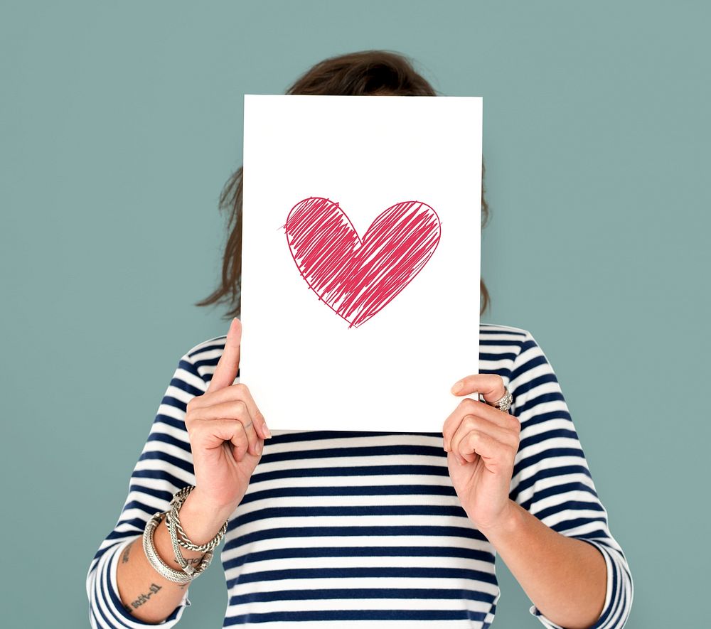Adult Woman Hold Heart Paper Feeling