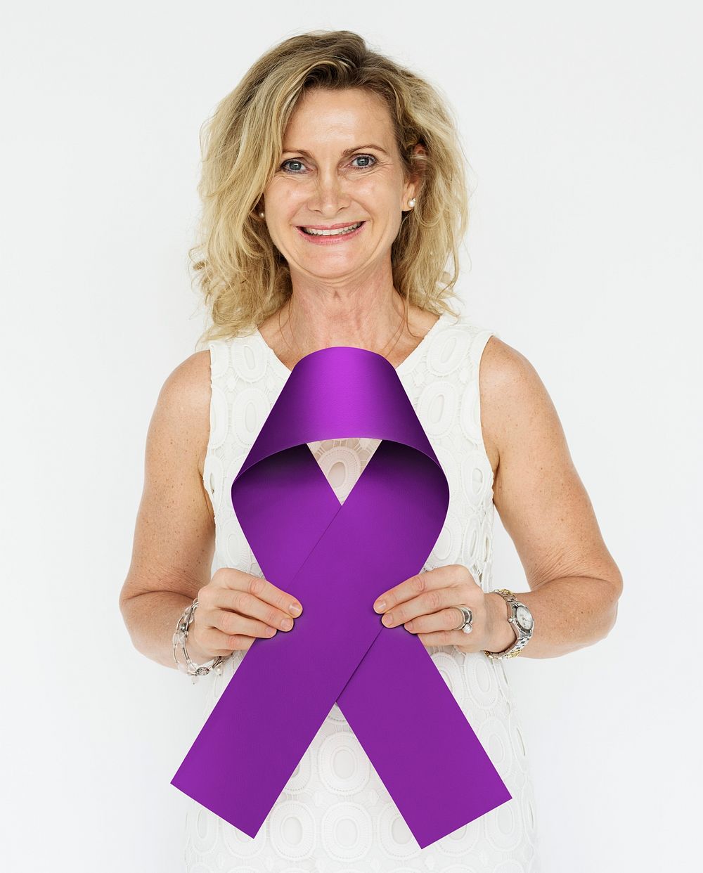 Woman With Ribbon Breast Cancer Awareness Concept
