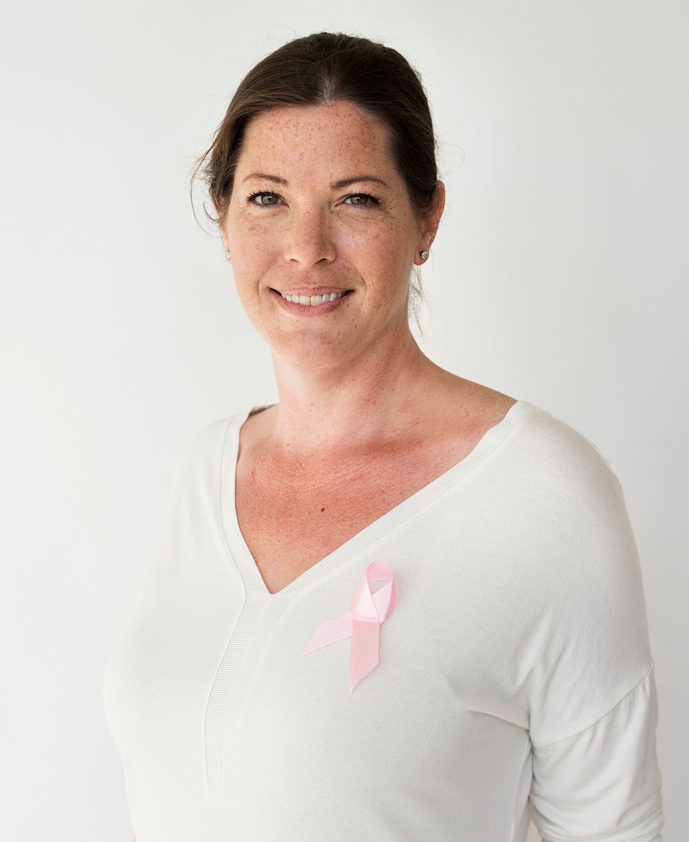 Adult Woman Wearing Pink Ribbon Studio