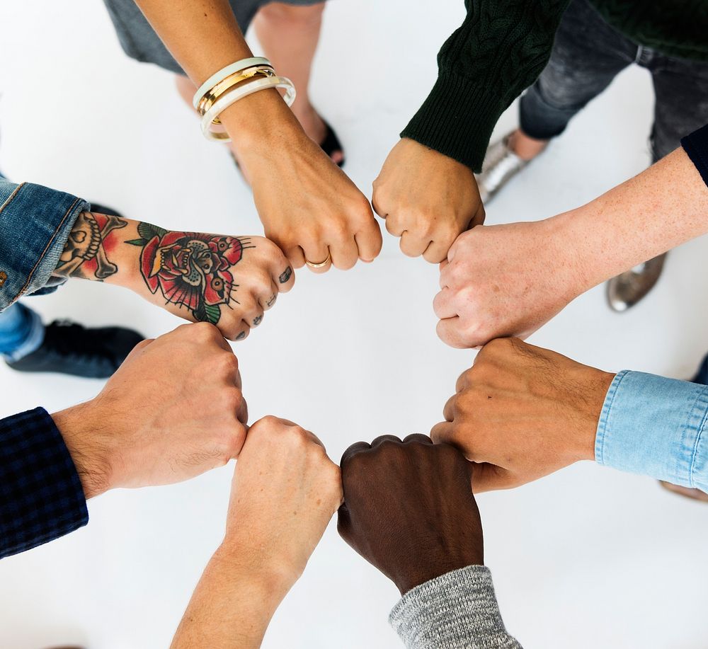 Diverse People Hands Diverse Together Teamwork
