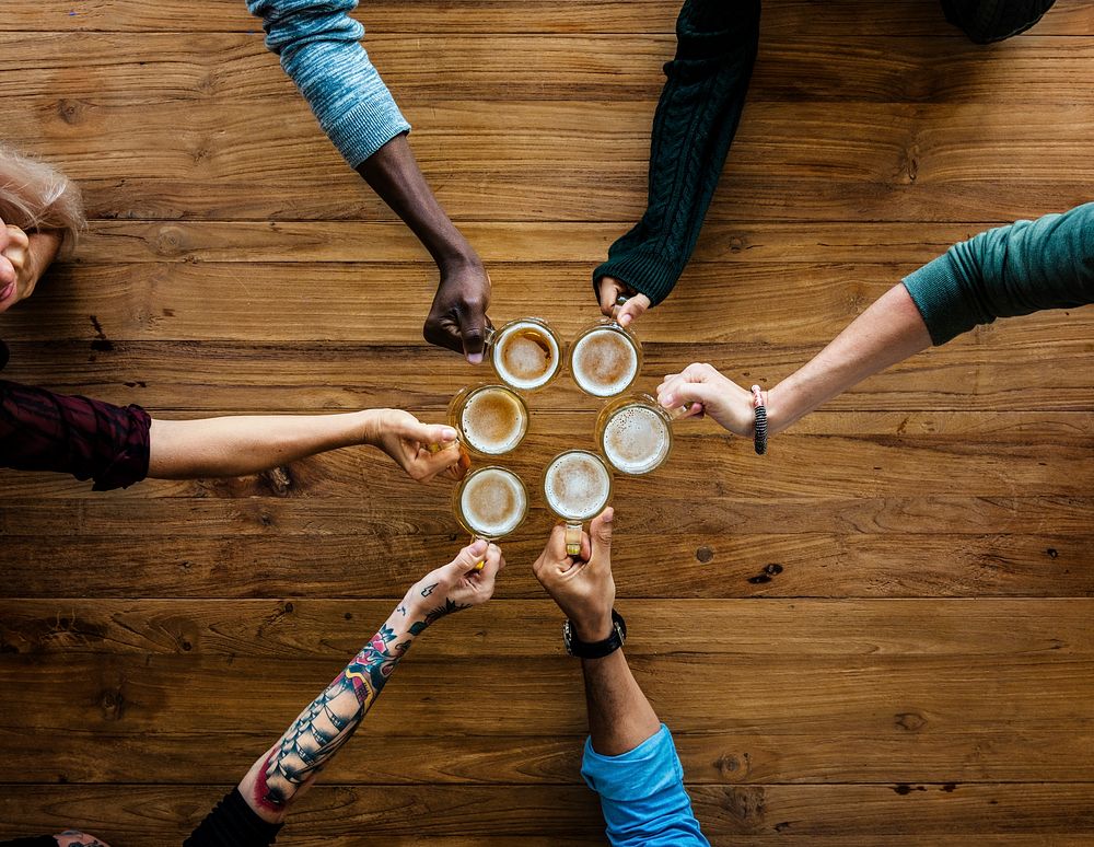 People Hands Hold Beer Alcohol Drinks