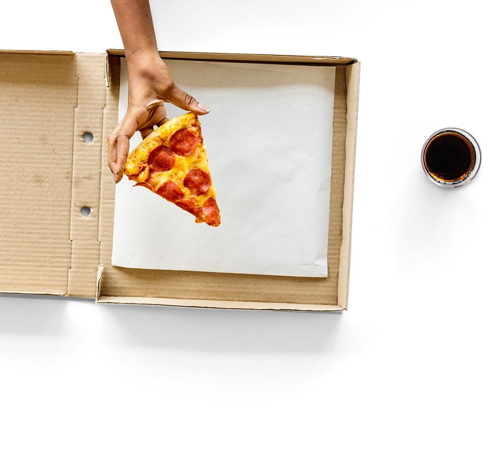 One last slice of pizza in a box
