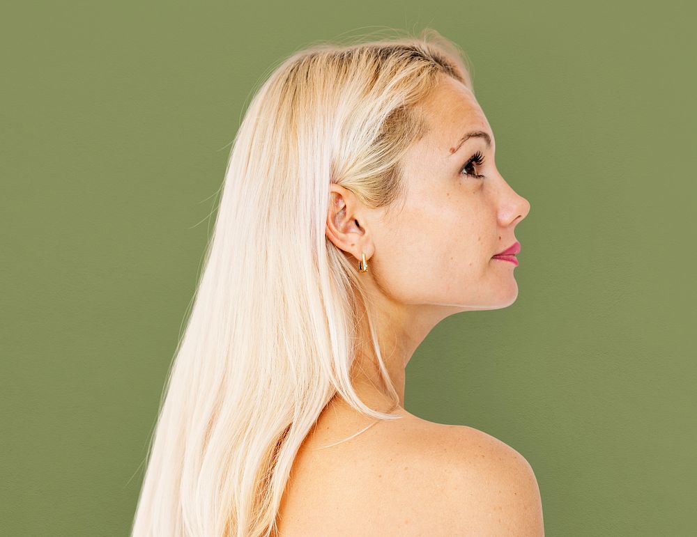 Caucasian woman portrait side view