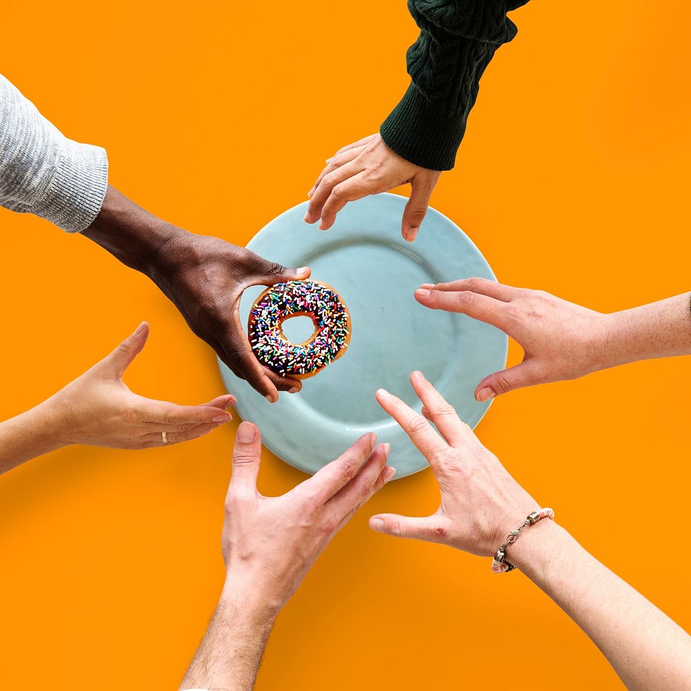 Group of Hands reaching for a donut | Premium Photo - rawpixel