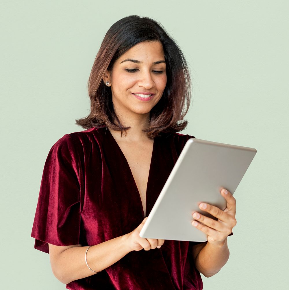 A Woman is using Digital Tablet