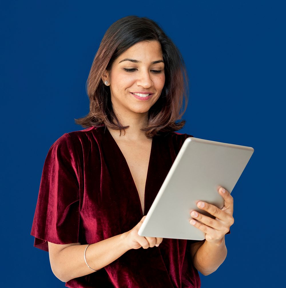 A Woman is using Digital Tablet