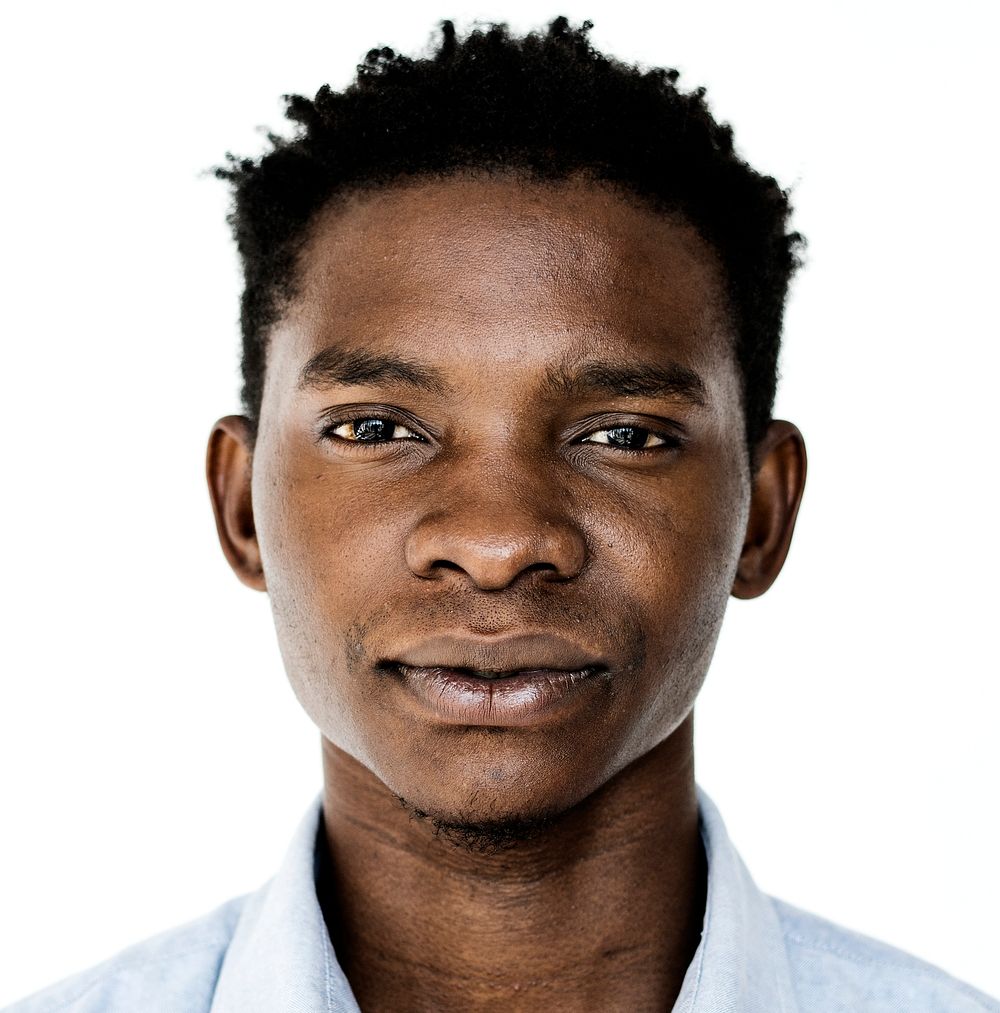 Worldface-Ugandan man in a white background