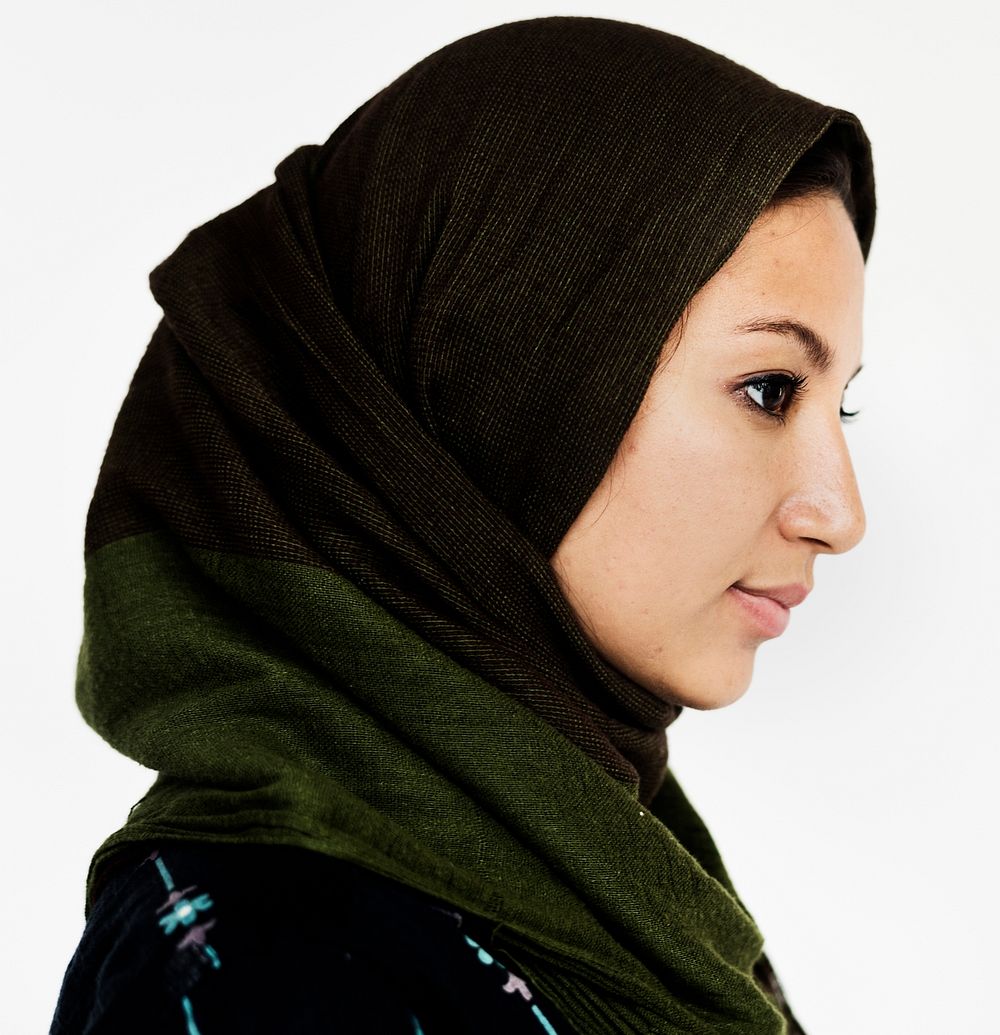 Middle eastern woman casual studio portrait