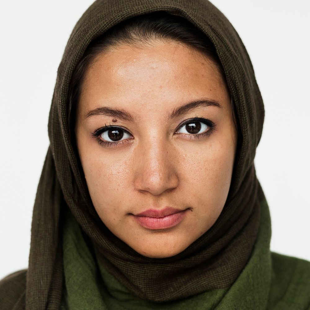 Worldface-Iranian woman in a white background