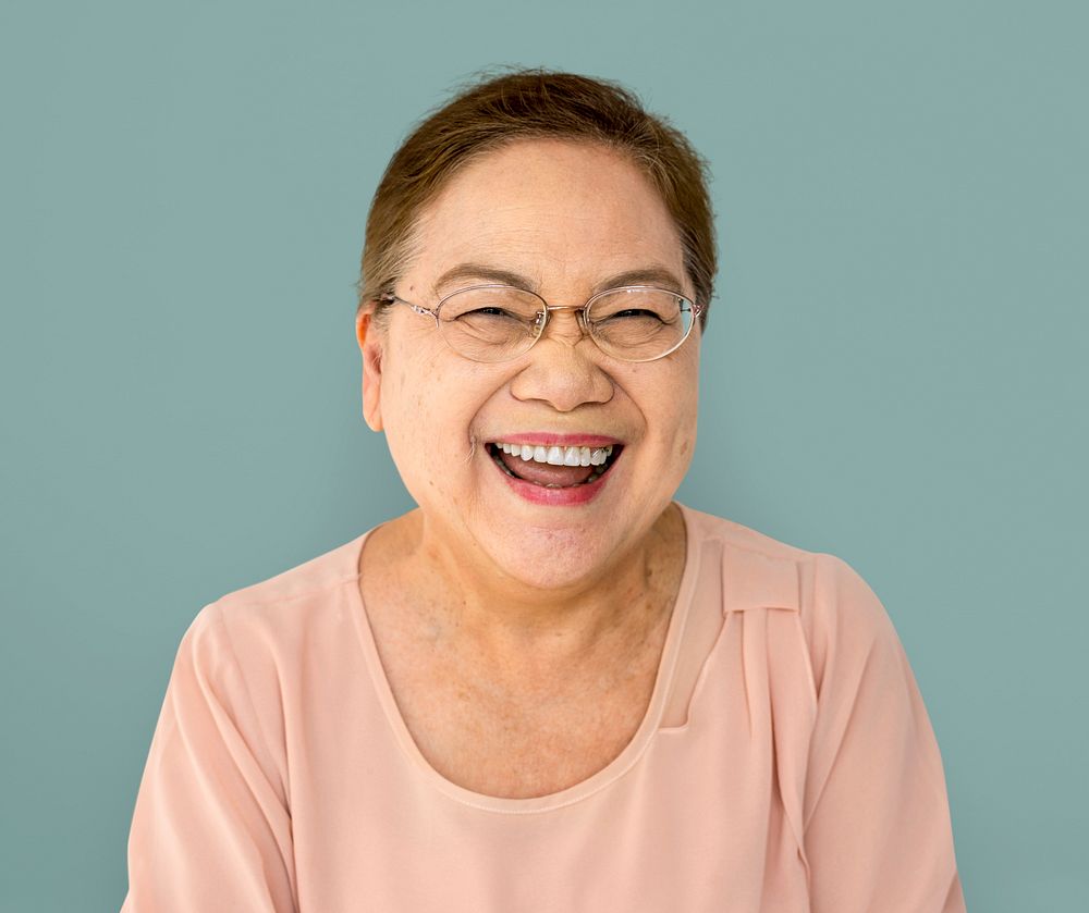Happiness woman smiling casual studio portrait