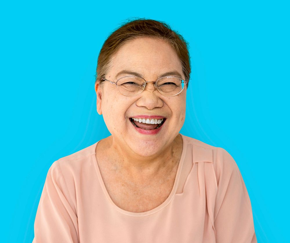 Happiness woman smiling casual studio portrait