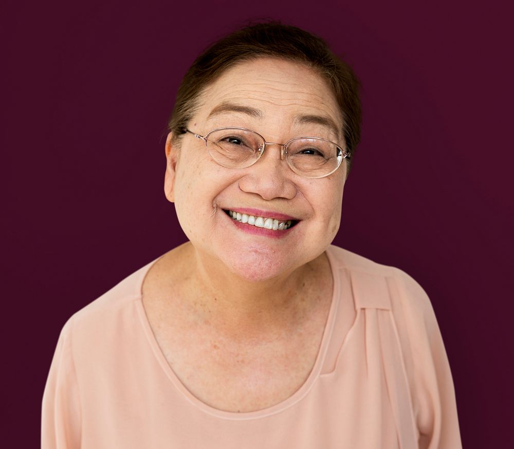 Senior adult woman smiling casual studio portrait