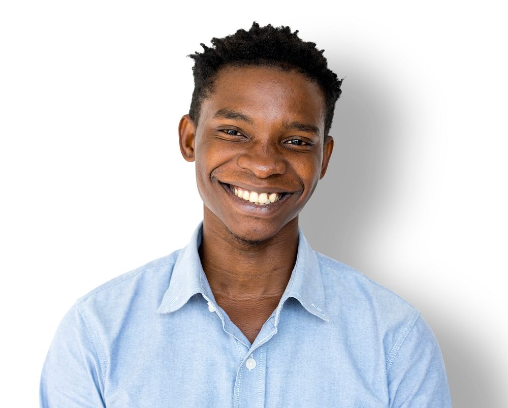 Happiness african man smiling studio portrait