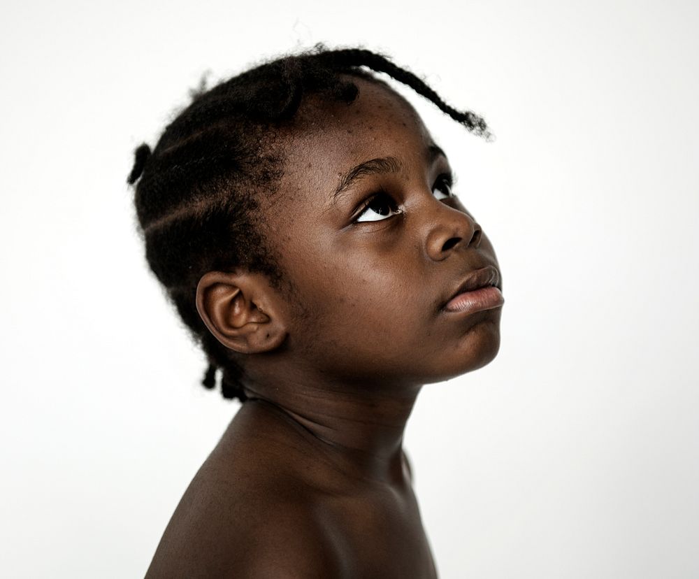 Portrait of African girl on white background
