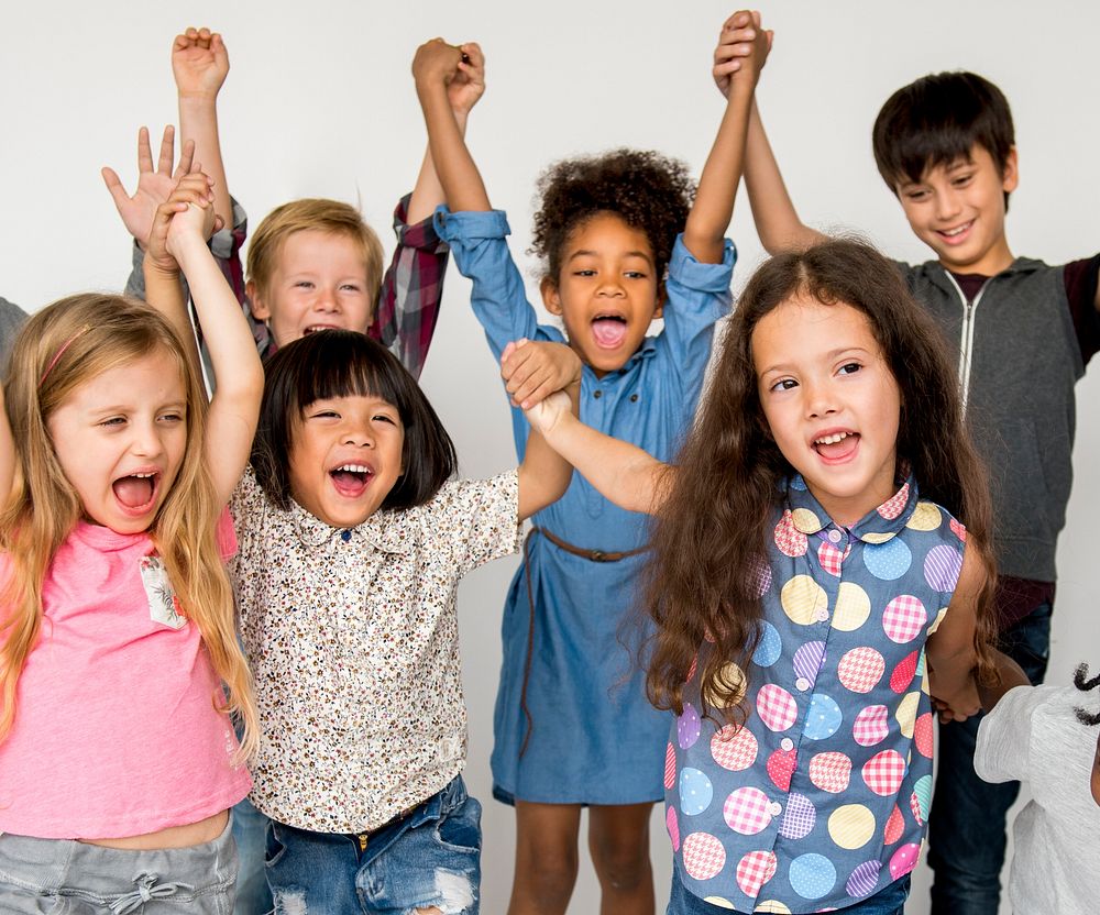 Group of kids fun enjoying happiness together
