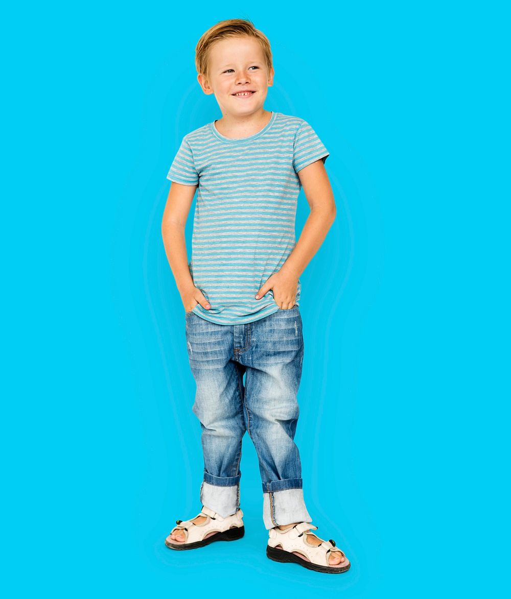 Little Boy Smiling Face Expression Studio Portrait