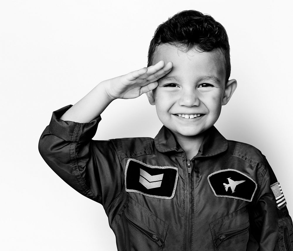 Little boy with pilot dream Free Photo rawpixel