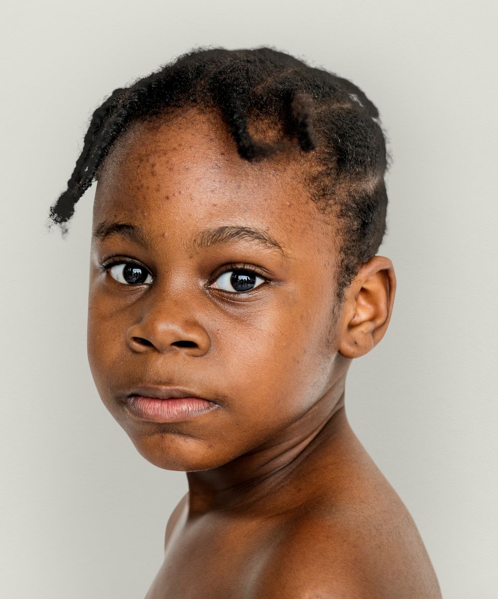 Little Girl Serene Face Expression Studio Portrait