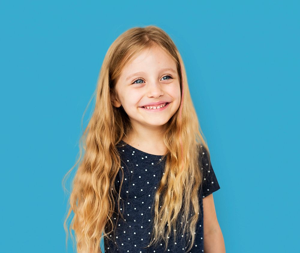 Little Girl Smile Face Expression Studio Portriat