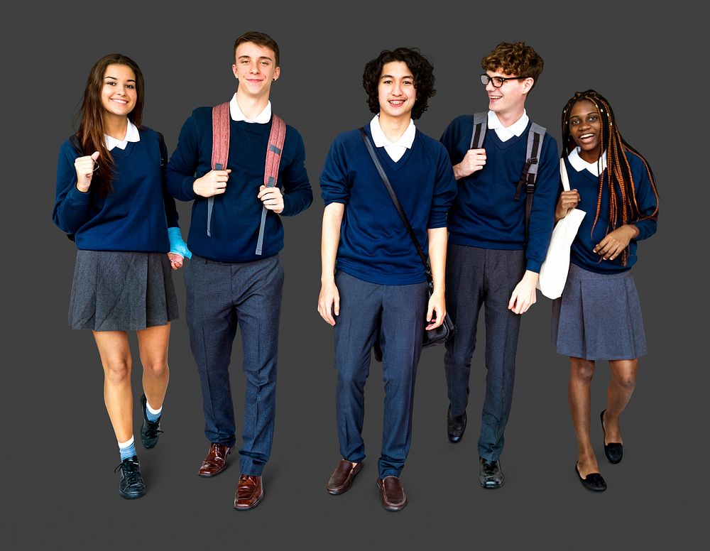 Group of Diverse High School Students Studio Portrait