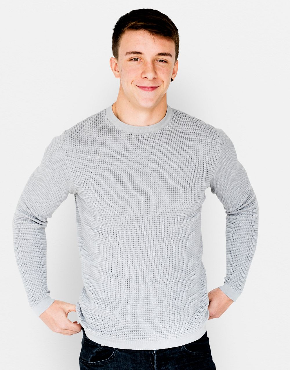 Young Adult Man Smile Face Studio Portrait