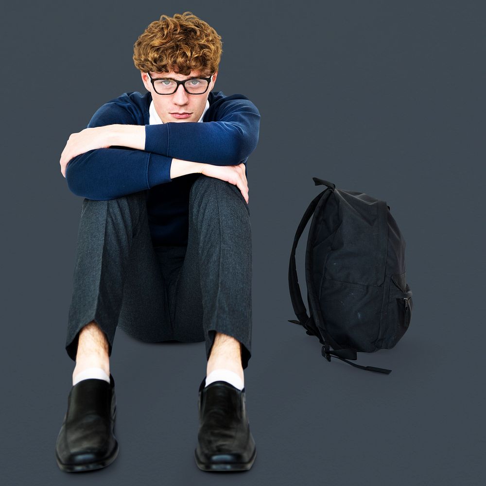 Student young man stressed unhappy failed alone