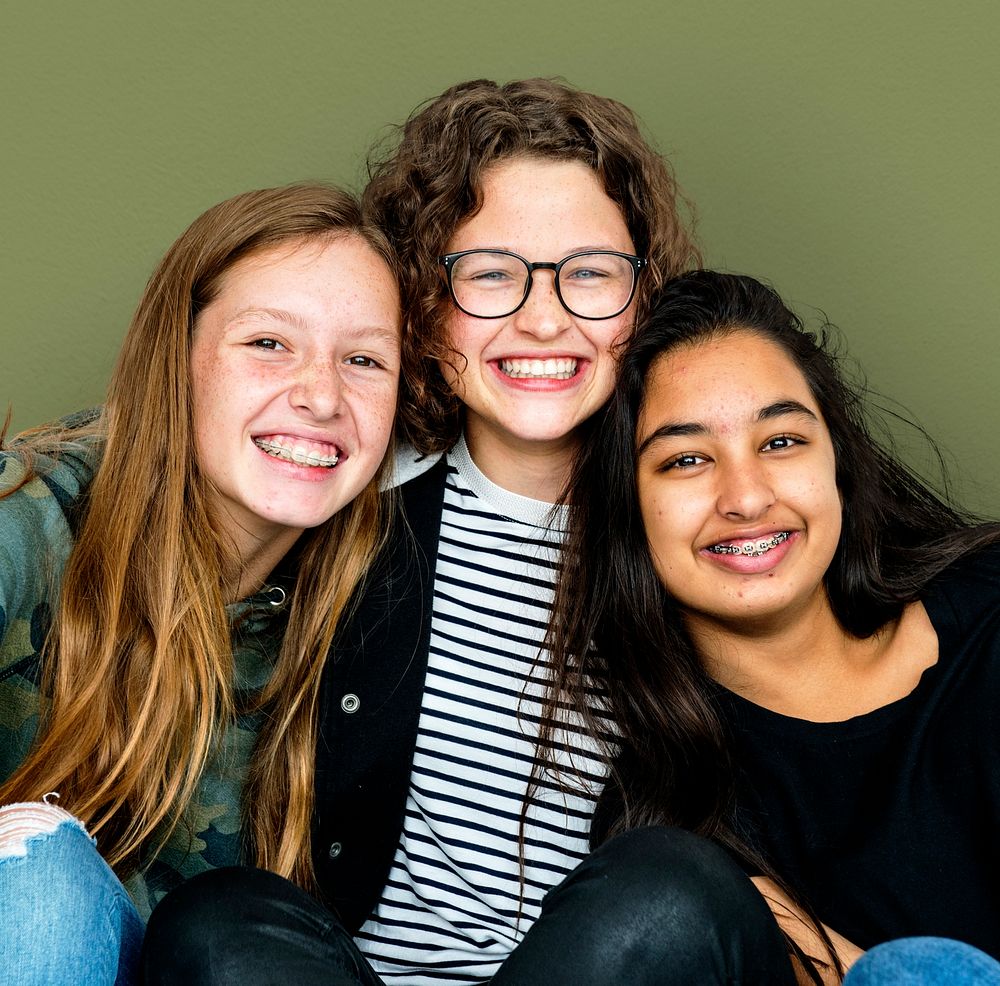 Diverse Young Adult Women Friendship Together Studio Portrait