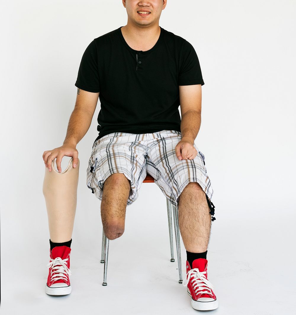 Disabled people studio shoot on white background
