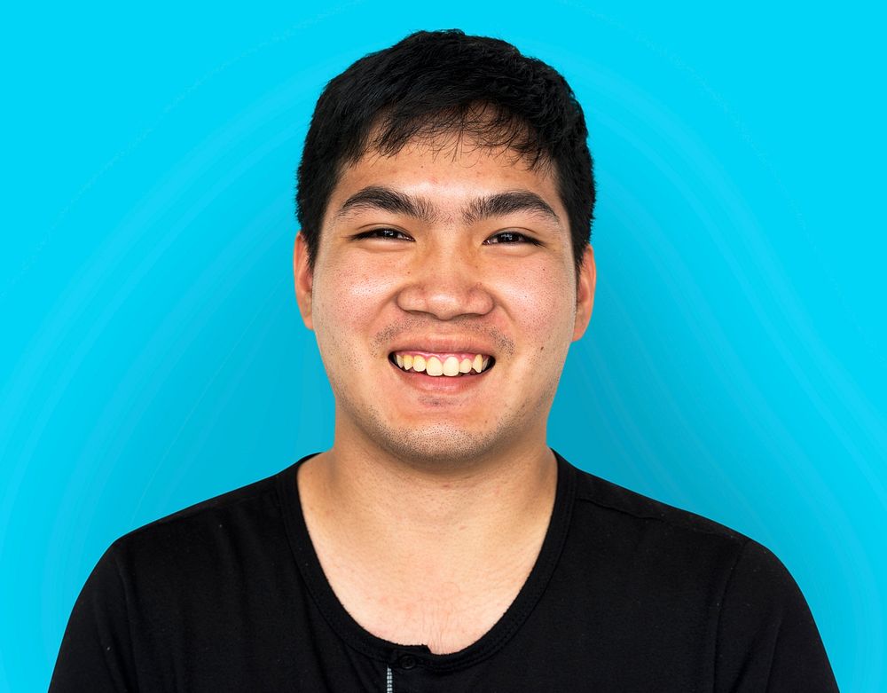 Young Adult Man Face Smile Expression Studio Portrait