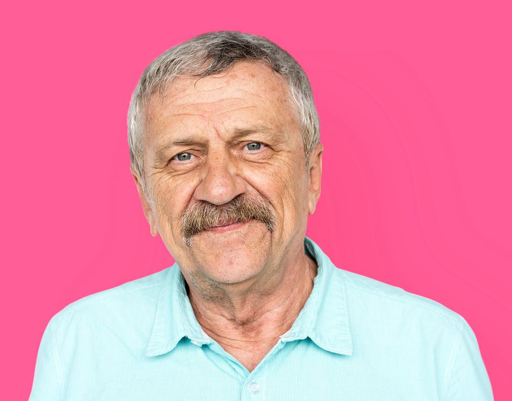 Senior Adult Man Face Smile Expression Studio Portrait