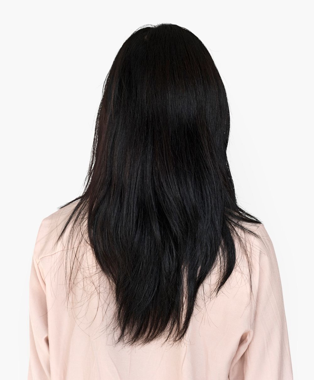 Rear view of woman showing her long black hair
