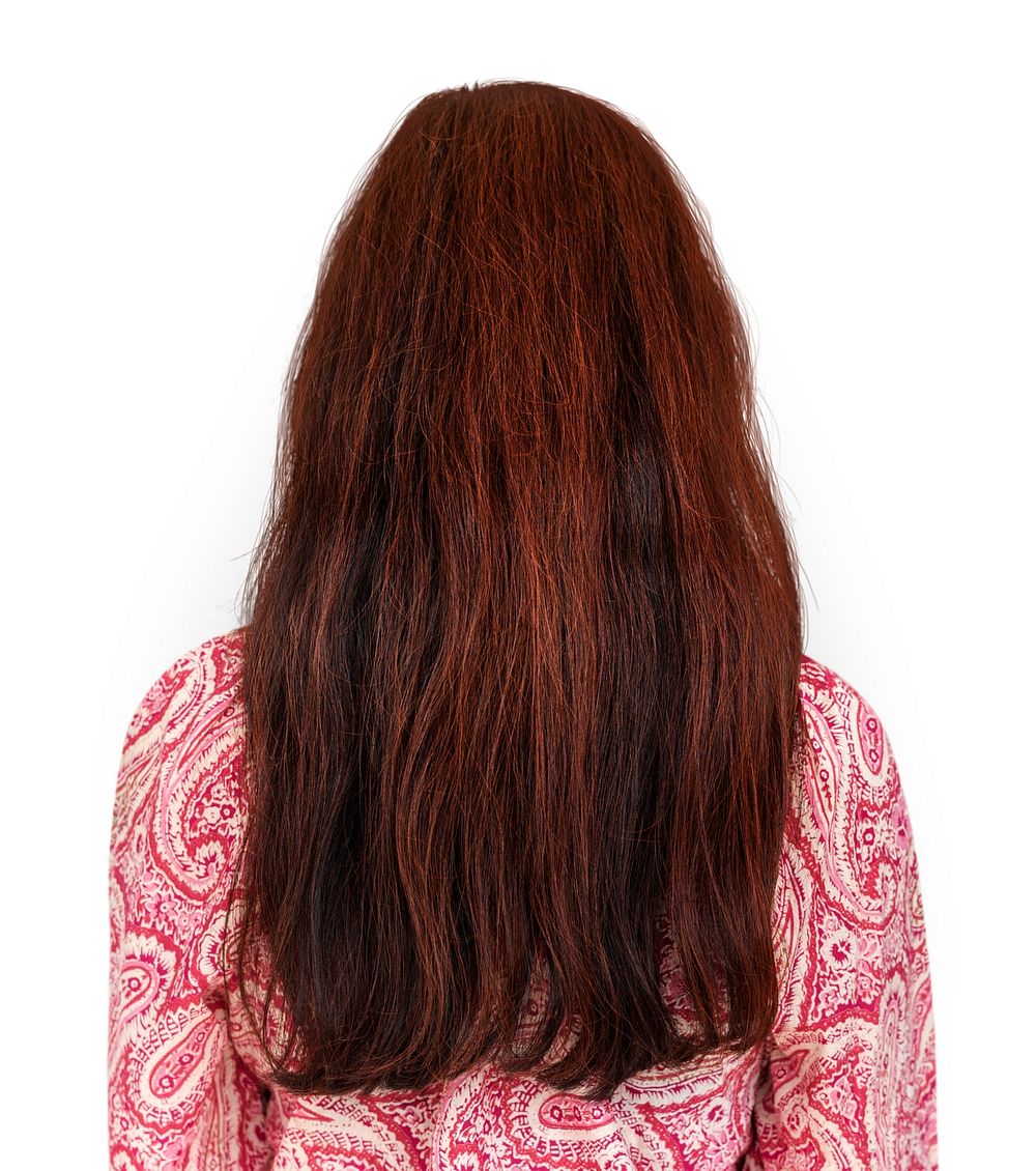 Rear view of woman showing her long dyed hair